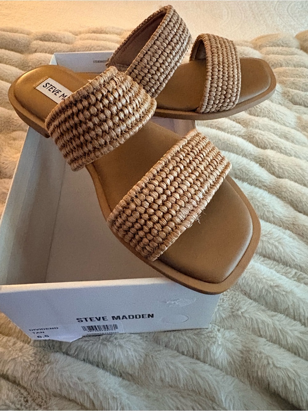 Steve Madden Braided Double-Strap Slide Sandals in Tan